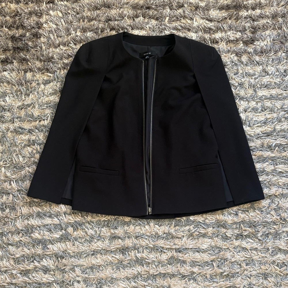 DREW Black Zip-Front Ponte Blazer Size XS